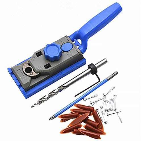 Center Punch Pocket Hole Master System Marking Tool Drilling Jig Dowel Pilot Woodworking Guide(Blue)