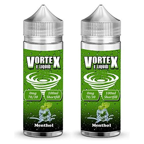 Twin Pack - 2X 100ml Menthol Shortfill E Liquid 70/30 Vape Juice High VG Premium E-Liquids No Nicotine 0mg Short Fill Shortfilled eJuice Ecig Ecigarette E Cigarette Juice (VORTEX E LIQUID)