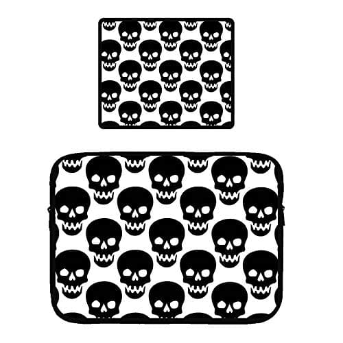 15 inch Microsoft Surface Book Protective Soft Sleeve Case Cover Bag Safe Interior Locking Edge Mouse Pad, Skull