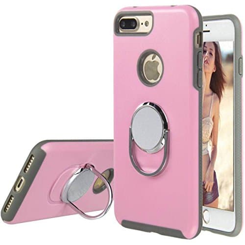 iPhone 7 Plus Case, Amabin Style Ring Phone Grip 360 Degree Rotating [Metal] [Magnetic] Car Mount/Stand/Holder/Kickstand for Apple iPhone 7 5.5 inch(Pink)