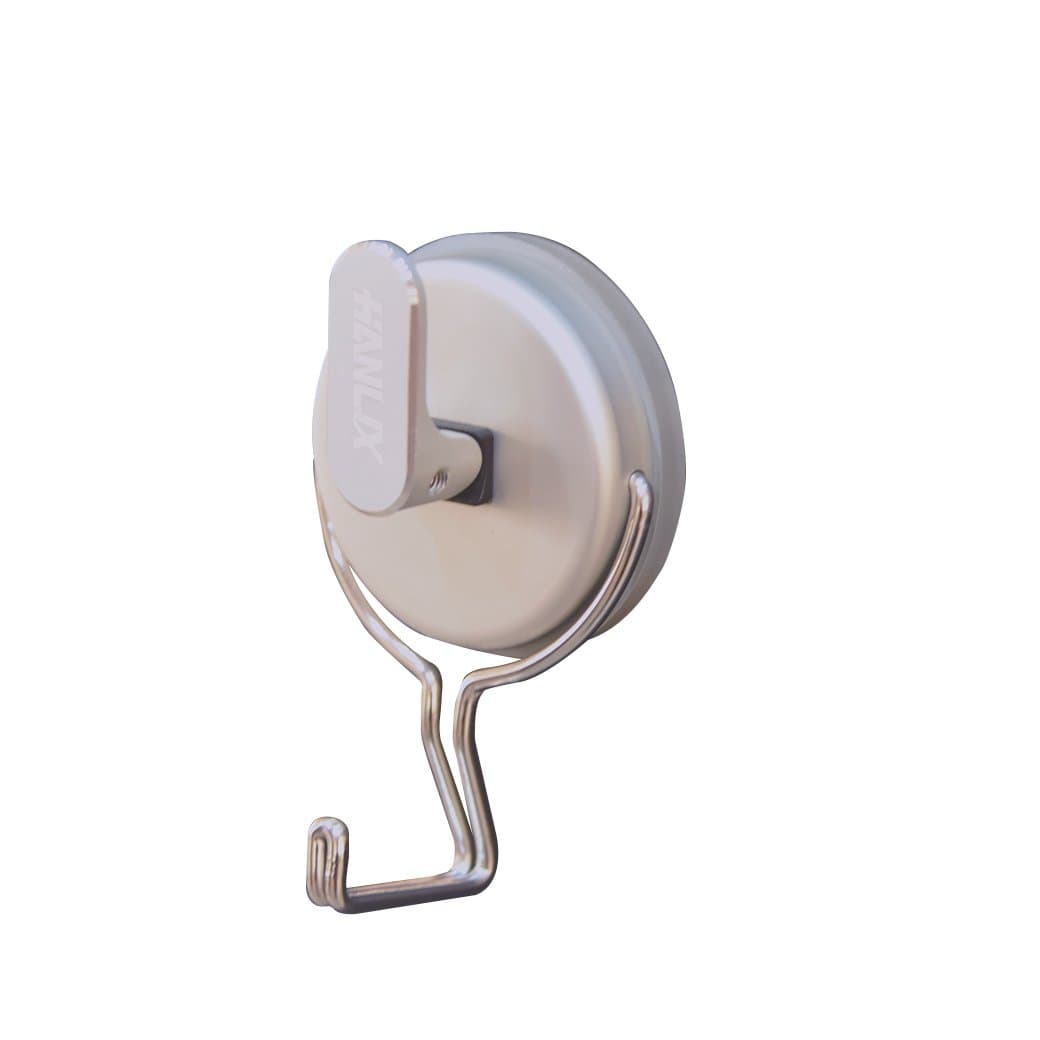 Suction Cup L Hook, 5 kg/11lb Load Capacity, Powerful Suction, Rubber Vacuum Wall Mount, Aluminum Cap, 304 Stainless Steel Hook, Kitchen, Bathroom and Household Organizers. Matt Silver