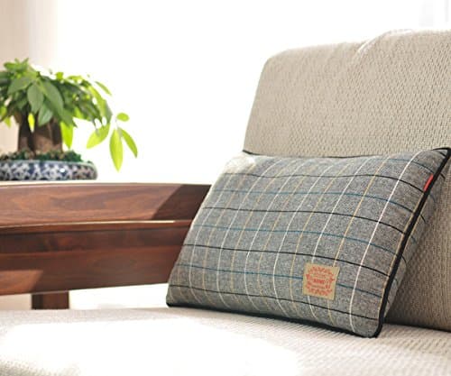 Shinnwa Wool Polyester Double-faced Same Design Check Pattern Decorative Throw Pillow Case Cushion Covers for Couch, Grey, 12" By 20"