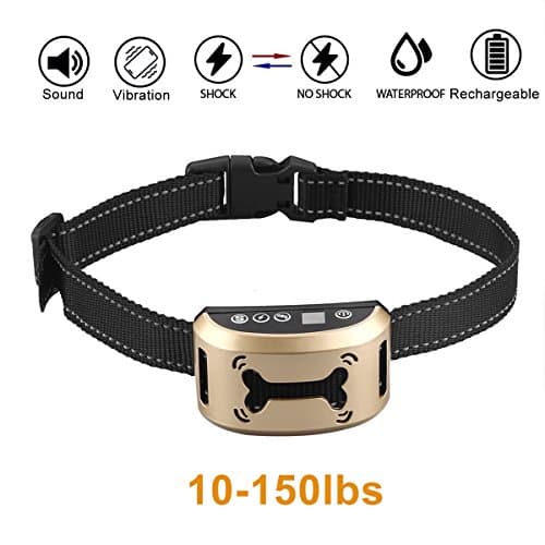 Anzonto [2018 Upgrade Version] Bark Collar Adjustable 7 Sensitivity 3 Modes Rechargeable Rainproof No Bark Training Collar Humane Shock Vibration Modes for Small Medium Large Dogs