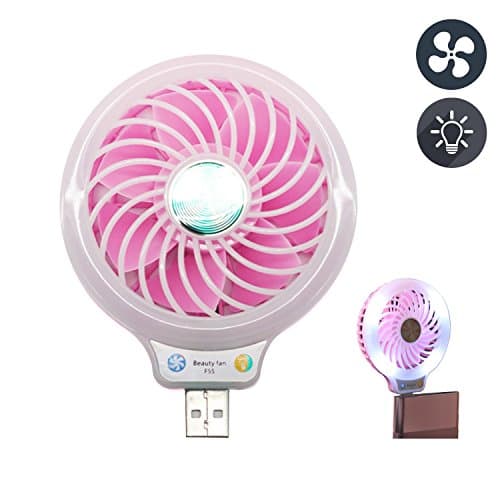 Mini USB Fan with LED Light, Coopsion USB Desk Personal Fan Light Portable Cooling Fan for Power Banks USB Charger Port (Rose)