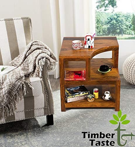 TimberTaste Opal Solid Wood Side Table (Teak Finish)