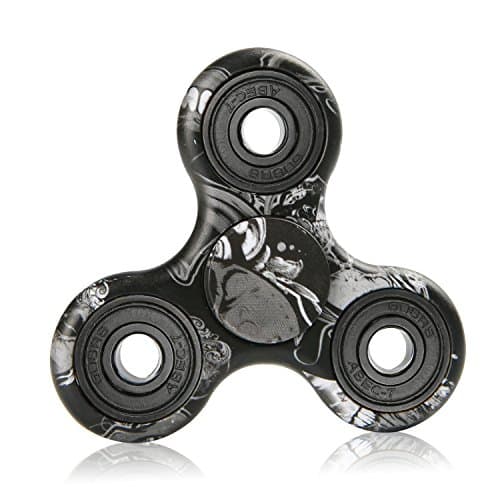 LISTAR Tri Fidget Hand Spinner, Camouflage 2 Side Clear Printed, Gift for Birthday Party, EDC Focus Toy for Kids &amp; Adults (Black Knight)