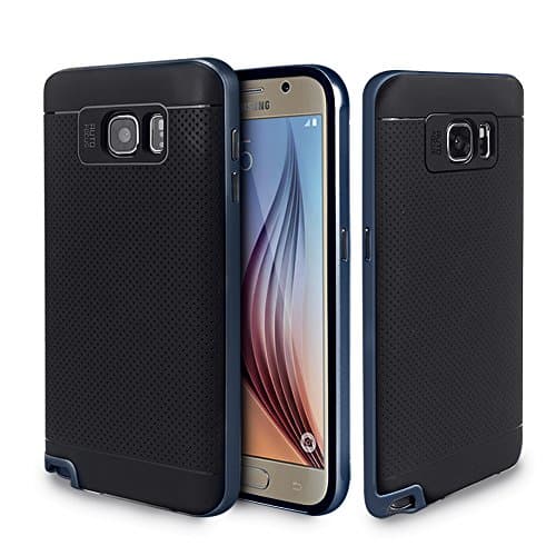 Galaxy Note 5 Case, Ambercase Drop Protection Slim Flexible TPU Case Cover with PC Bumper, Shock Absorption Anti-Slip/Scratch Grip Case for Samsung Galaxy Note 5-Black &amp; Blue