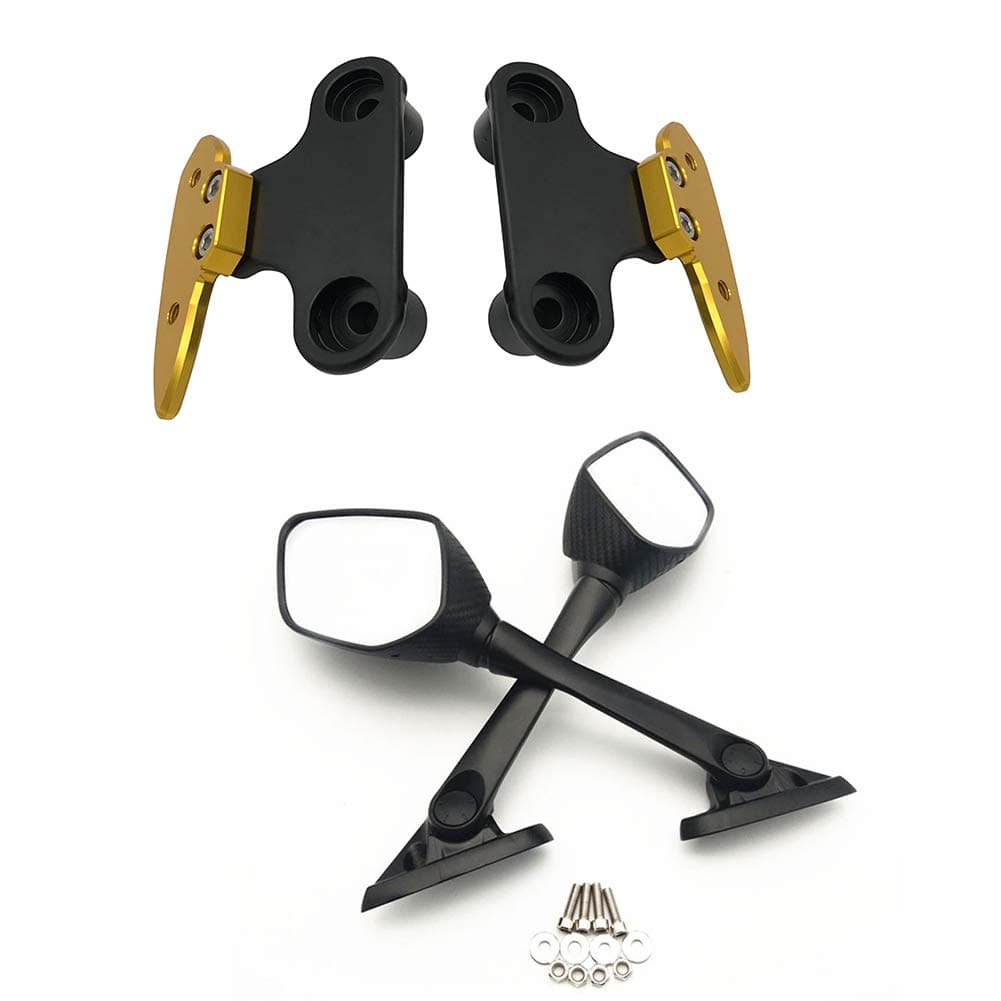 Semspeed Motorcycle Handlebar Rearview Side Mirrors with Mirror Transfer Bracket for Yamaha X-max 250 300 2017 2018 2019. (Gold)