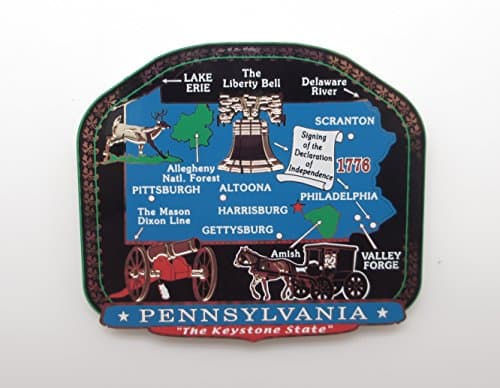 Pennsylvania State Landmarks Brass Magnet