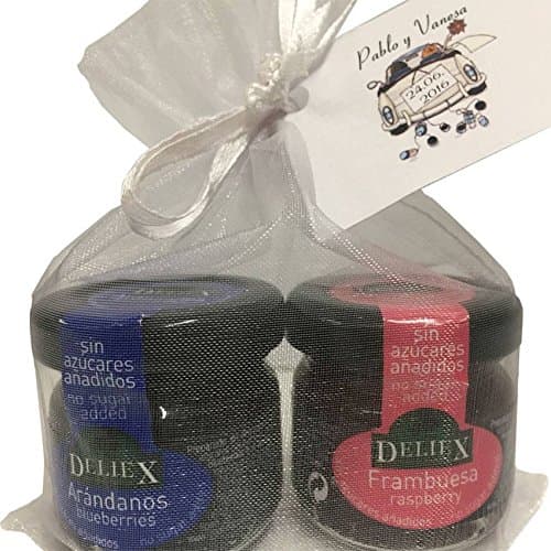 Gift For Communion with Two Jars Blueberry Jam Miniature and Raspberry in Organza Bag UD (Pack 24)