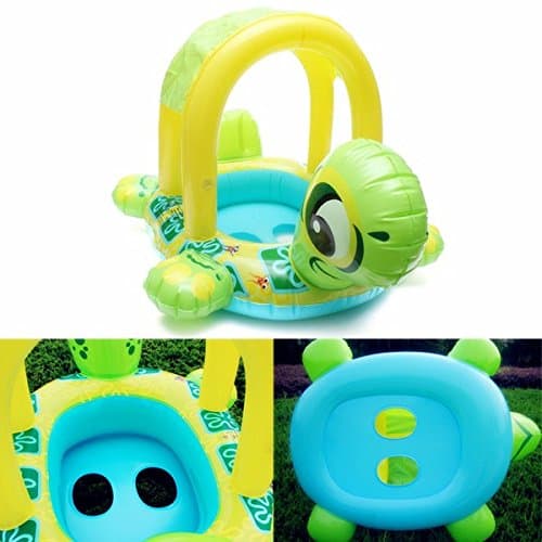Baby Pool Float with Canopy 3 months - 3 Years Tortoise Shape (Non Toxic Safe for your Baby)