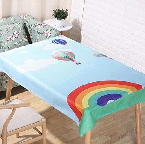 Onfly 1 Pc Digital Printing Rectangular Picnic Table Cloth Fresh Hot Air Balloon Home Decor Coffee Table Cloth Living Room Table Flag Variety Sizes/colors (Color : Blue, Size : 140 * 160)