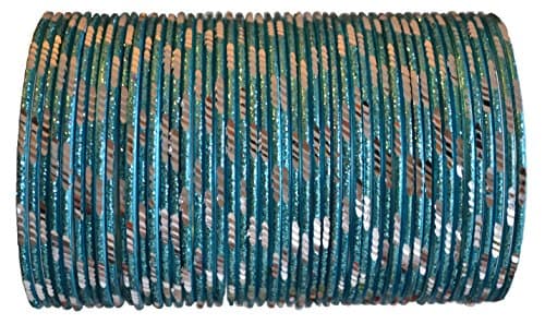 BangleEmporium Pixie collection! 48 Bollywood Style Light Blue Bangles with Silver cuts size Medium 2.8