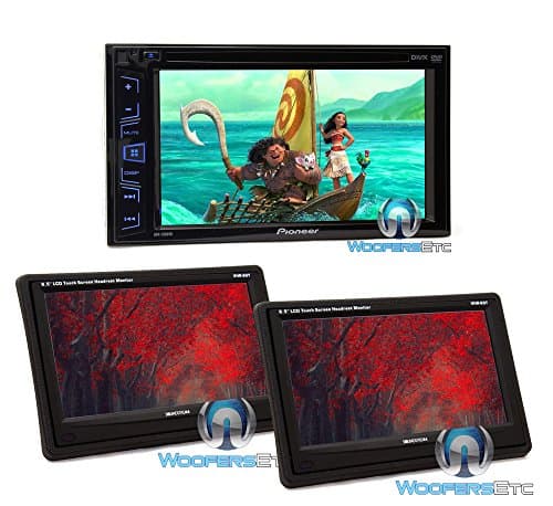 pkg (2) Soundstream VHR 65T 6.5" LCD Touchscreen Headrest Monitors + Pioneer AVH-190DVD 2-DIN In-Dash 6.2" Touchscreen LCD Display DVD USB A/V Receiver