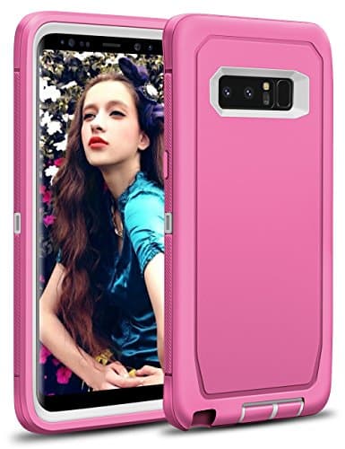 Galaxy Note 8 Case,Cheeringary Shockproof Three Layers Full Body Protective Scratch-Resistant High Impact Rubber Hard PC shell Cover for Samsung Galaxy Note 8(2017) WITHOUT Screen Protector -Rose Red