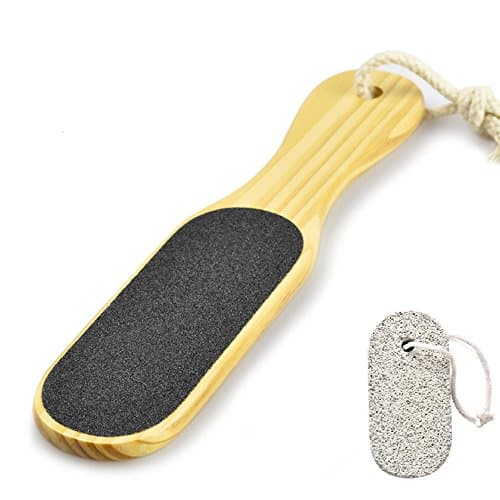BeeChamp Solid Wooden Handle Double Sided Foot File Corn Coarse Callus Remover Dead Skin Rasp Trimmer