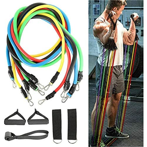 BYECHOW Exercise Resistance Bands Set,5 Fitness Stackable Workout Tubes Up to 150 lbs 5 Resistance Loop Bands with Handbag for Resistance Training,Physical Therapy,Home Workouts