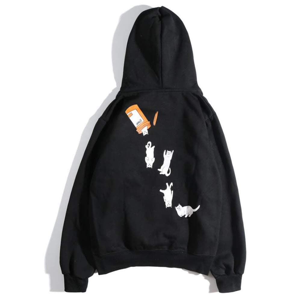 JHY Unisex Plain Pullover Hooded Sweatshirt,Black,M