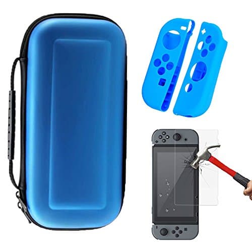 Nintendo Switch Carry Case Kit,[3 in 1]Nintendo Switch Console Cover&amp;Switch Silicone Joy-Con Grip Guards&amp;Switch tempered glass screen protector Deluxe Hard Protective Portable Case for Nintendo Switch