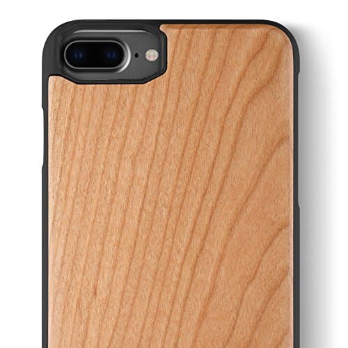 iPhone 8 Plus / iPhone 7 Plus WOOD Case - iCASEIT Slimfit Lightweight Unique Grain Hybrid Snap-On Protective Shockproof Drop proof Bumper Protection Real WOODEN Cover Phone 7/8 Plus - DC2209 - Cherry