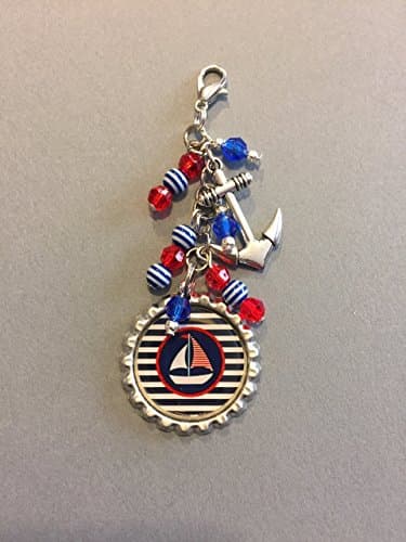 Sailboat zipper pull with anchor charm and coordinating beads