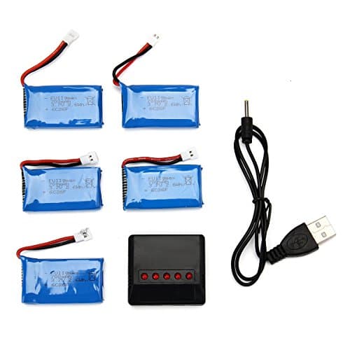 Universal Smart Charger with Quadcopter Lithium Polymer Battery Pack (5 x 3.7V 700mAh battery) for Quadcopter Drone