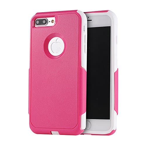 iPhone 8Plus &amp; 7Plus case,Chanroy Heavy Duty Dual Layer Slim-fit Ultra-thin Cover for iPhone 8Plus &amp; 7Plus 5.5 inch(Hot pink on White)