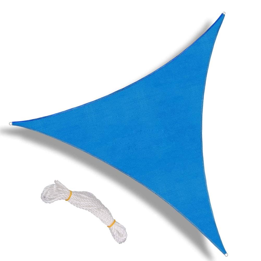 Warooma 2.4m x 2.4m x 2.4m Sun Shade Sails Canopy with Rope Triangle Sand UV Heavy Duty Commercial Grade Patio Waterproof Block Sun Shade Awning for Outdoor Facility And Activities