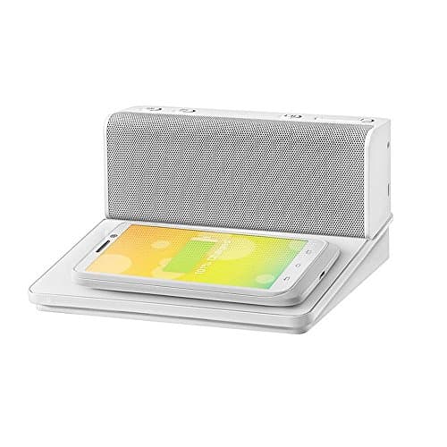 Portable Bluetooth Mini Speaker with Wireless Charging Station QI Compatible Dock for Phone - White The Ohm by Quirky
