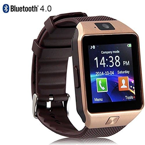 Smart Watch Bluetooth Touch Screen GTBonad Wearable Multi-Function Wristwatch for Android Phone Support SIM/TF Card with Camera(Gold)