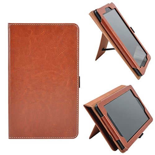 TsuiWah Vertical/Horizontal Stand Hand Strap Case,Cover With Auto Sleep/Wake for All-New Fire 7 Tablet with Alexa (7th Gen, 2017 Release) / Fire 7 (5th Gen, 2015 Release), Brown