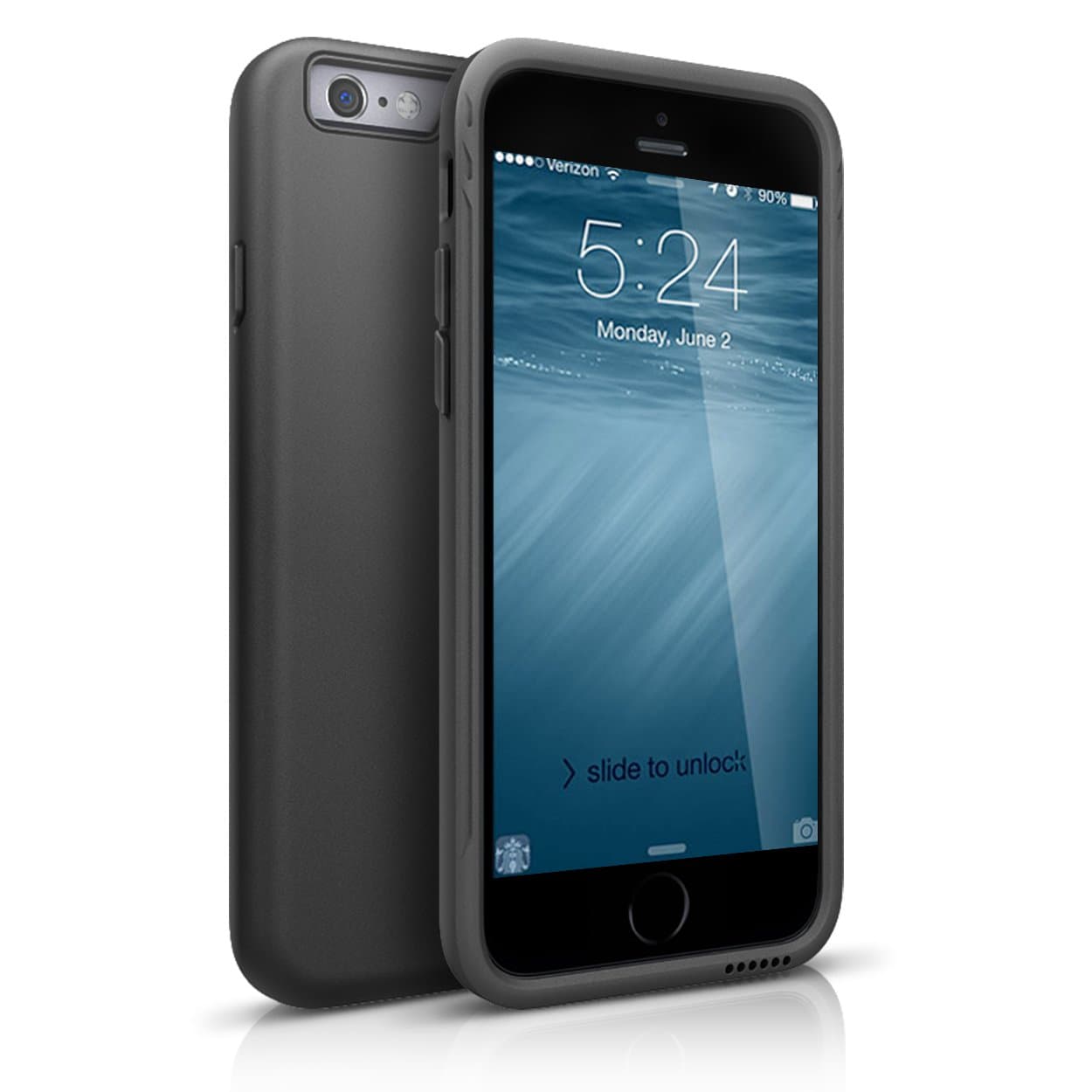 Maxboost Max-0277 Duraslim Series Dual-Layer Protective Case with Hard Shell Solid Back for iPhone 6 Plus - Black