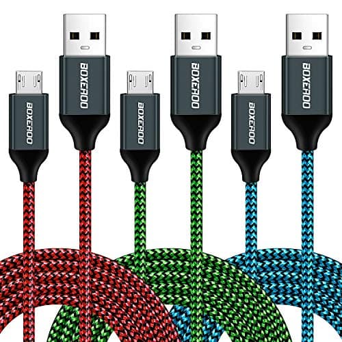 Micro USB Cable,[10ft3Pack] Boxeroo High Speed 2.0 USB A Male to Micro USB Sync & Charging Nylon Braided Cable for Android Smartphone Galaxy S7/S6 Tablets Wall and Car Charger Connection