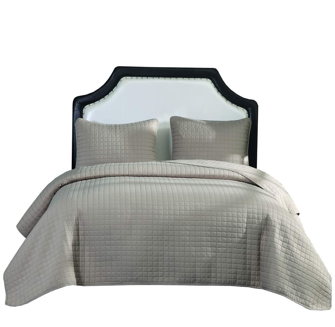 Jackson Hole Home Prewashed 3 PC Solid Color Soft Pattern Coverlet Quilt Set, Khaki, King