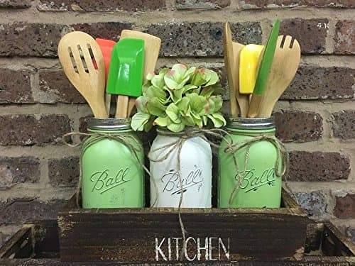 3 Piece Mason Jar Kitchen Utensil Holder