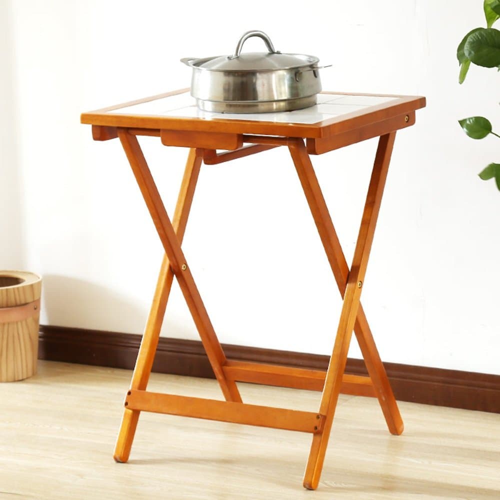 LiuJianQin ZDZ Folding Table/Solid Wood Small Square Table/Tile Anti-hot High Temperature Resistant Dining Table/Home Small Desk / 380 * 500 * 645MM (Color : 2#)