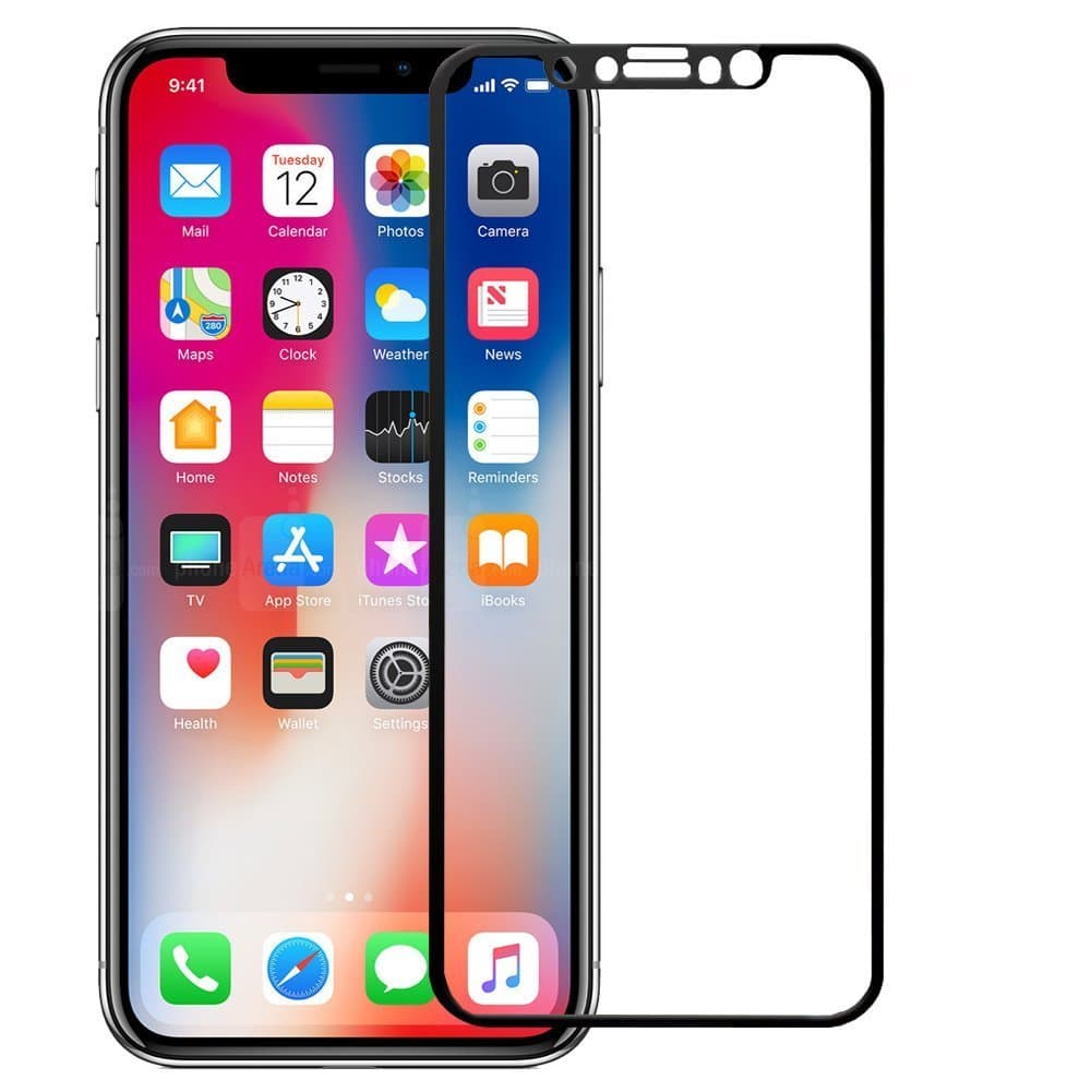 iPhone X Screen Protector, iPhone 10 Bulletproof Glass Full Cover Premium Tempered Glass Screen Protector for Apple iPhone X (Black)