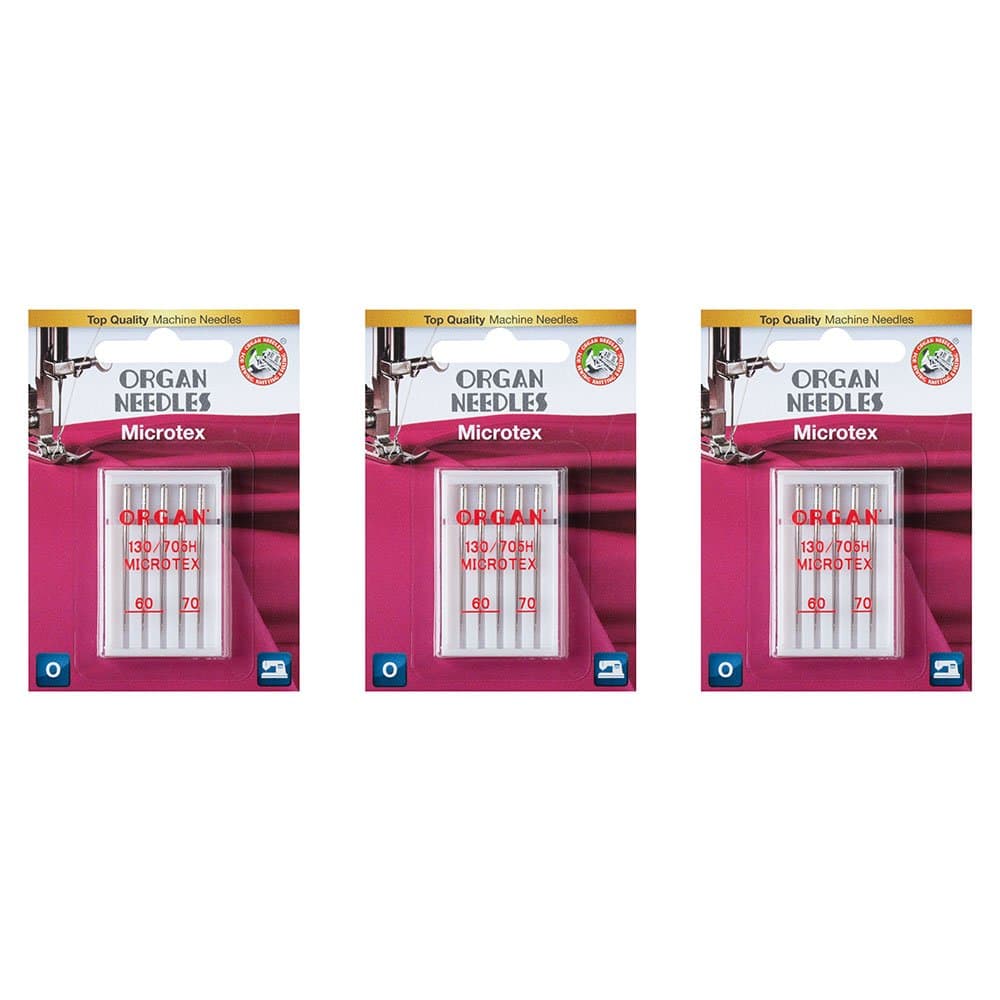 Organ Needles 15 Pieces #60 and #70 Combo Microtex (Sharp) Sewing Machine Needles