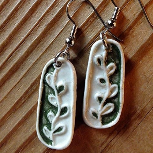 Green Vine Porcelain Earrings