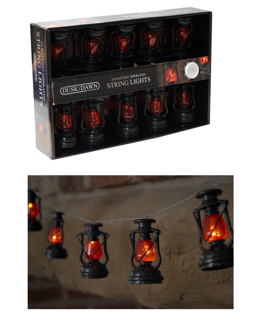 Dusk Till Dawn STRING12 10 Miners Lantern Battery Powered String Light, Transparent, 32 x 21.2 x 6.6 cm