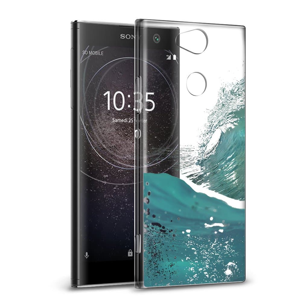 Sony Xperia XA2 Case, Eouine Phone Case Clear with Pattern [Ultra Slim] Shockproof Soft TPU Silicone Gel Cover Bumper Skin for Sony Xperia XA2 5.2" Smartphone (Sea)