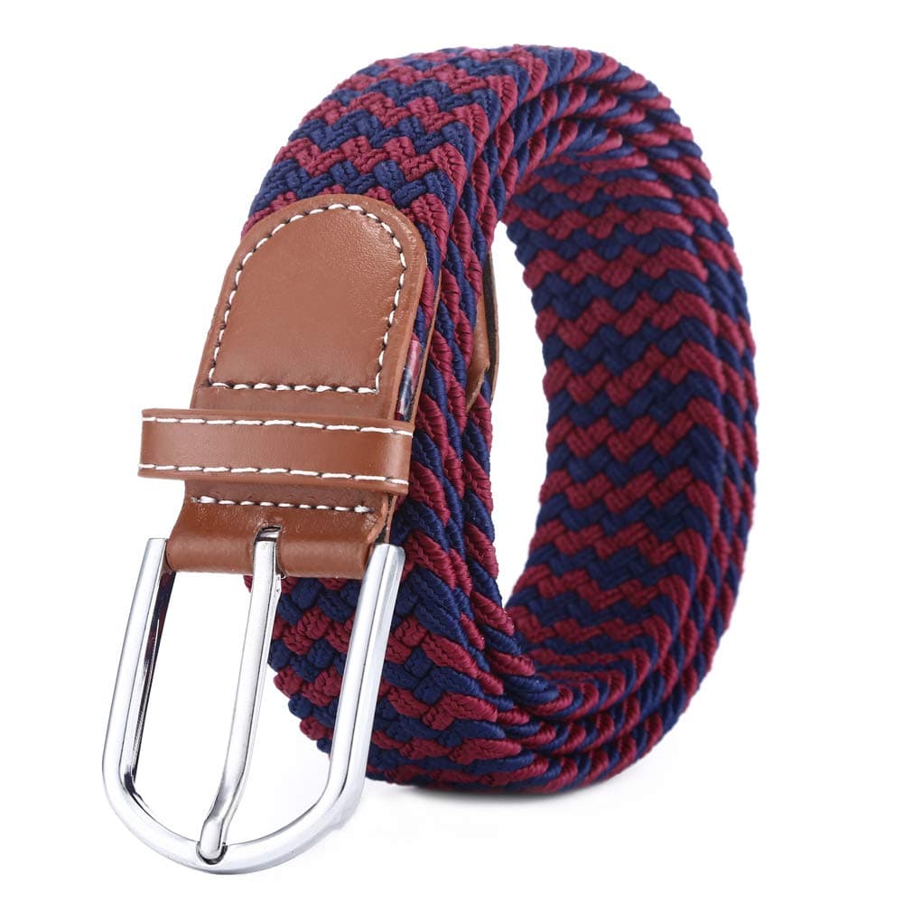 BOZEVON Elastic Woven Belt - Multi-colours Elasticated Braided Stretch Fabric Belt For Men Women