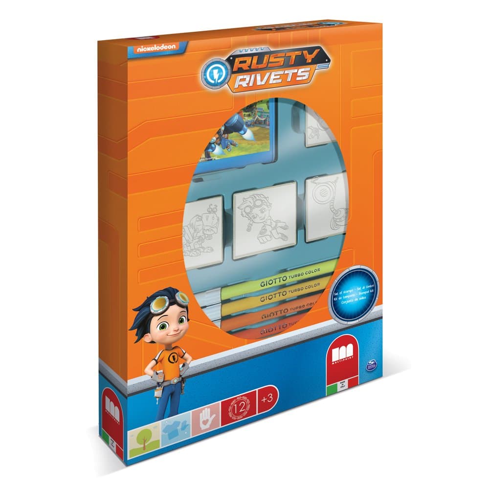 Multiprint 1604 Rusty Rivets 4 Stamp Set, Multi-Colour