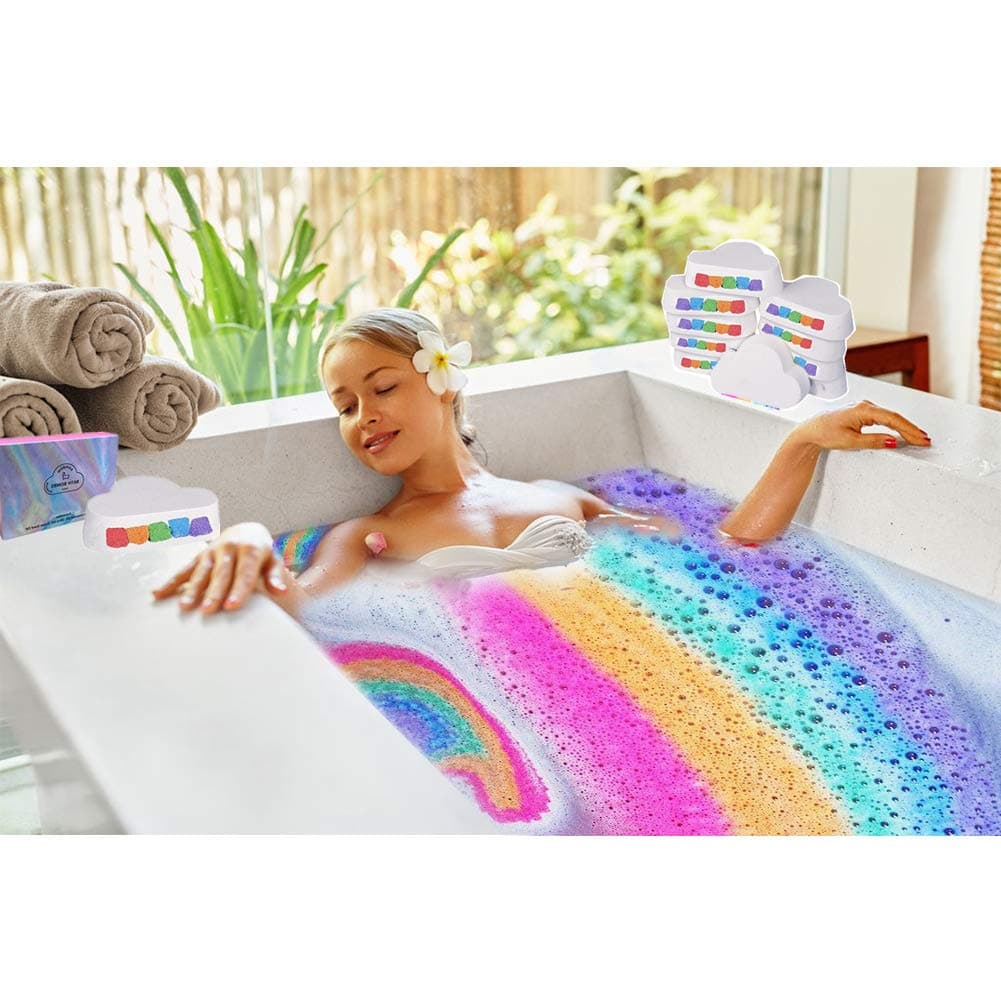judysen Rainbow Cloud Bath Bombs, Colorful Rainbow Cloud Bath Bombs, Float on Water&Release Vivid Rainbow Color, Moisturize Dry Skin, Perfect for Spa&Girlfriend&Mom (White 1 Pack)