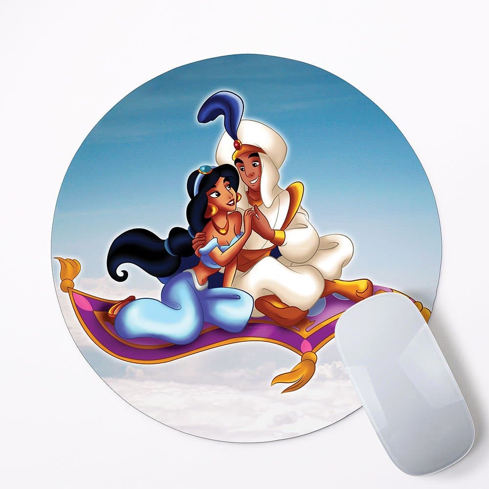 Jasmine and aladdin Mouse Pad Computer Mat Rubber Pad MP-0059 (Round 8 inches)