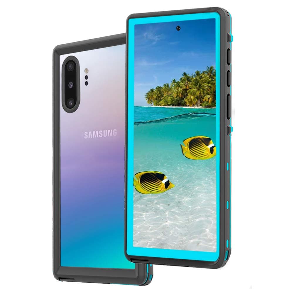 Sfulatdc Compatible with Galaxy Note 10+5G Waterproof Case, IP68 Underwater Dirtproof Shockproof Built in Screen Protector Full Body Protective Cover for Samsung Note 10 Plus Blue/Clear