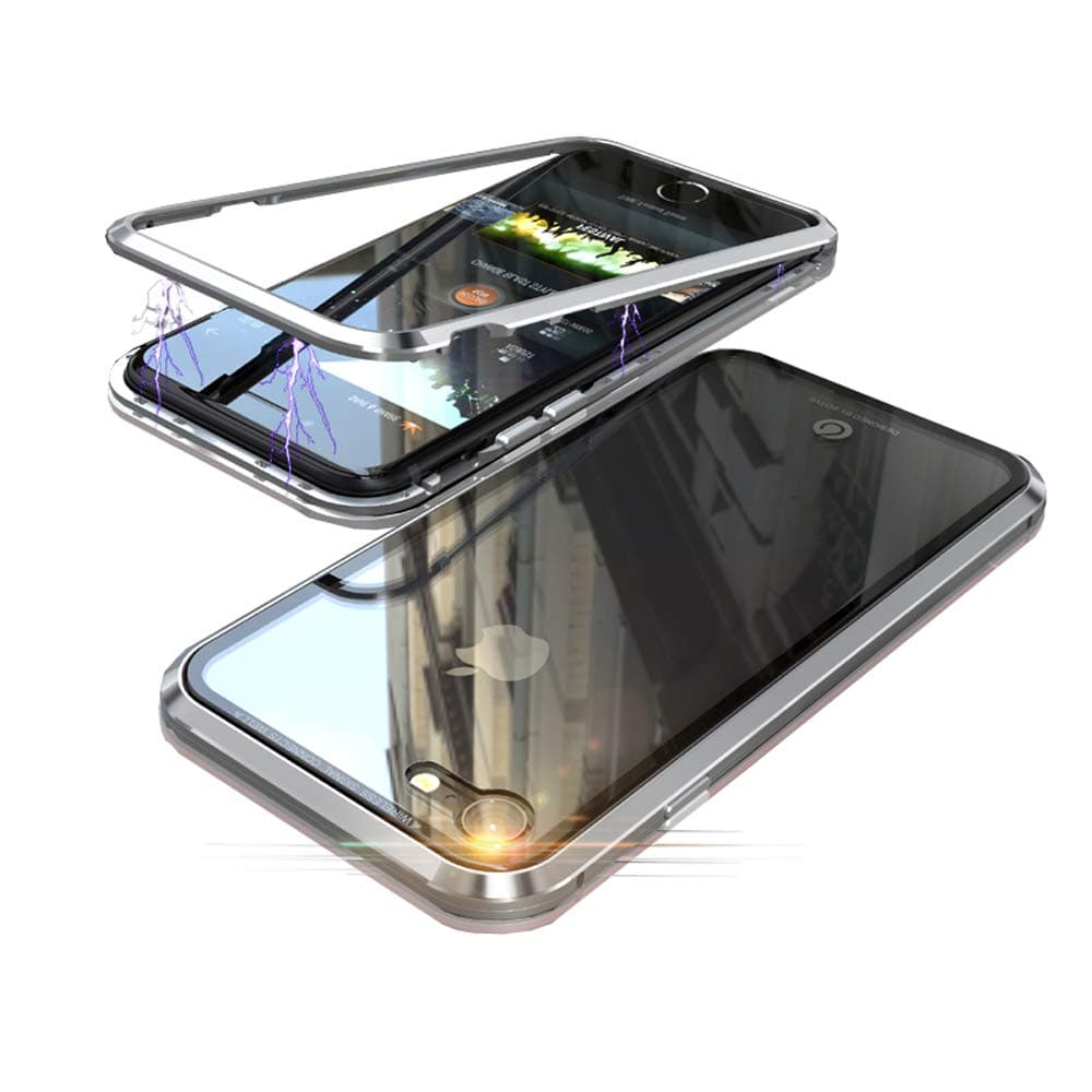 iPhone 8 Case, iPhone 7 Case, Jonwelsy Magnetic Adsorption Technology Case, Metal Frame Bumper + 9H Tempered Glass Back Cover for iPhone 8 / iPhone 7 (4.7 inch)