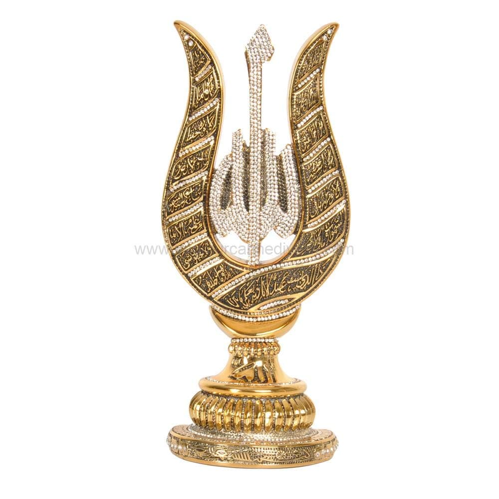 Effak Islamic Frames 12.20 inches, Decor, Objects, The Throne Verse, Ayat al Kursi, Allah (SWT), Tulip, Trinket, Sculptures, Crystal Gold, Arabic, Business Gifts, Muslim Wedding, Rhinestone