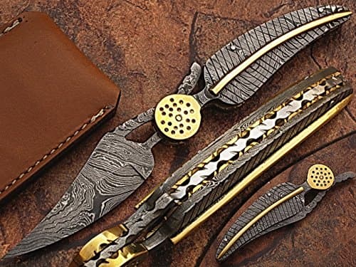 Custom Damascus Folding Knife Set 5110