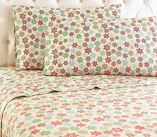 Shavel Micro Flannel Sheet Set, California King, Snow Flake Multi